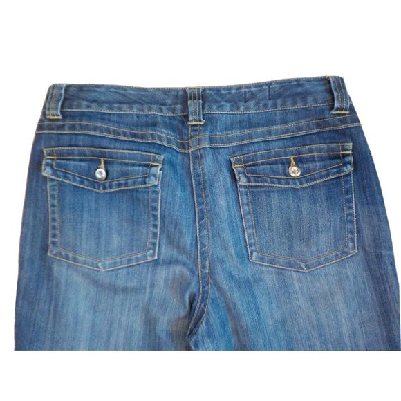 Premium Denim - Premium Denim Womens Lydia Jeans Bootcut Stretchy Dark Blue Size 12 (36 x 32)